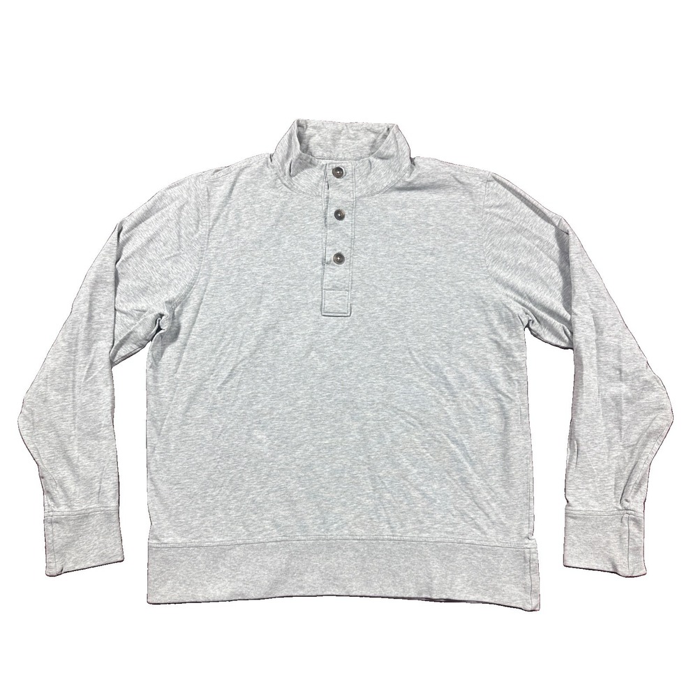 B Draddy Long Sleeve Polo Shirt Mens M Gray Mock Neck Blade Collar Pima Cotton